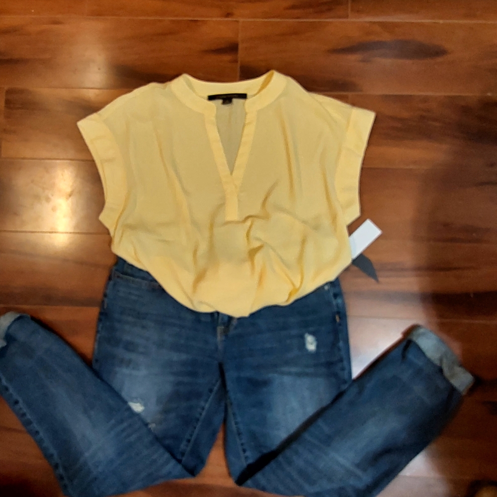 Yellow V-Neck Blouse